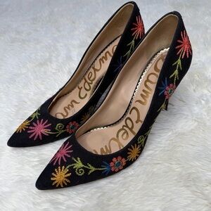 Sam Edelman Hazel Pointed Toe Floral Embroidered Pumps Size 8 Dark Floral Boho